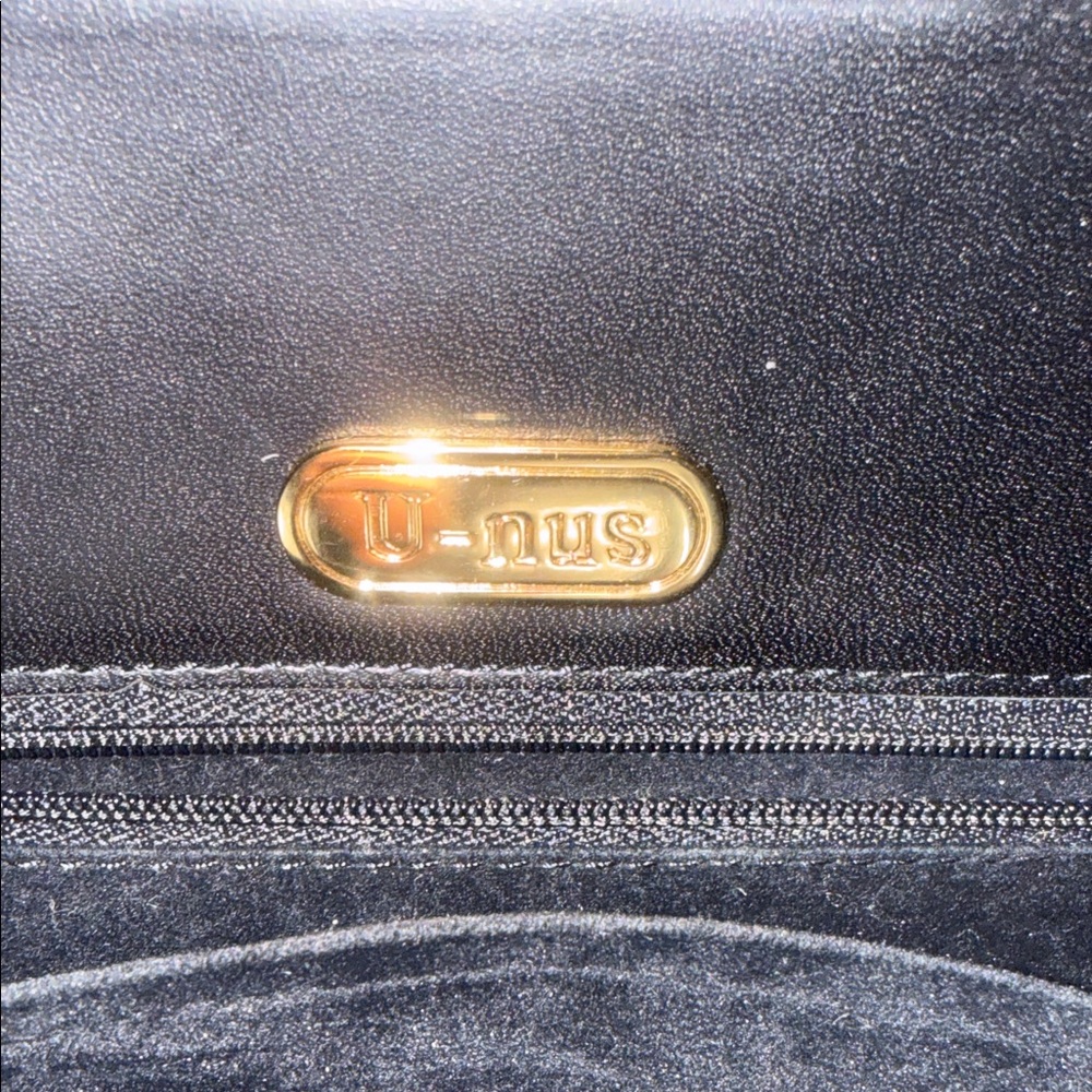 Structured Black Leather Satchel with Gold-Tone Hardware snake skin - Picture 7 of 16